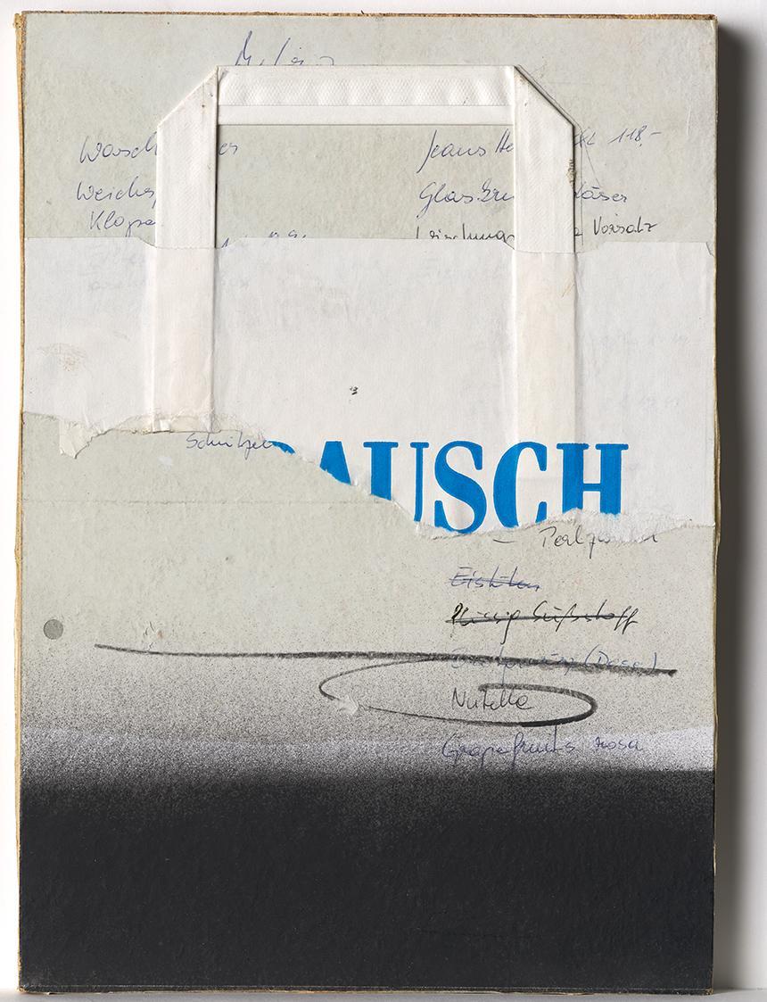 Josef Bauer, Merkzettel – Haupt- und Nebenbilder, um 1992, Dispersionsfarbmasse, lackiertes Hol…