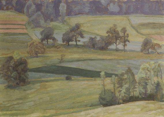 Walther Gamerith, Am Attersee, 1947, Öl auf Karton, 49,5 x 70,5 cm, Belvedere, Wien, Inv.-Nr. 5…