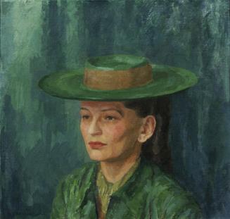 Walther Gamerith, Grete Gamerith mit grünem Hut, 1942, Öl auf Leinwand, 57 x 60,5 cm, Belvedere…