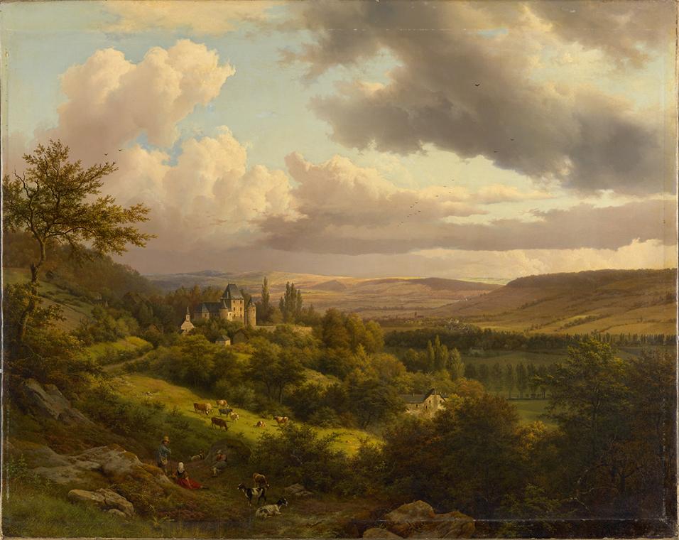 Barend Cornelis Koekkoek, Luxemburgische Landschaft mit Blick auf Schloss Berg, 1846, Öl auf Le…
