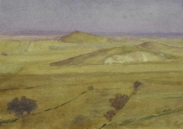 Walther Gamerith, Landschaft mit Kornfeldern, um 1940, Öl auf Leinwand, 35,5 x 48,5 cm, Belvede…