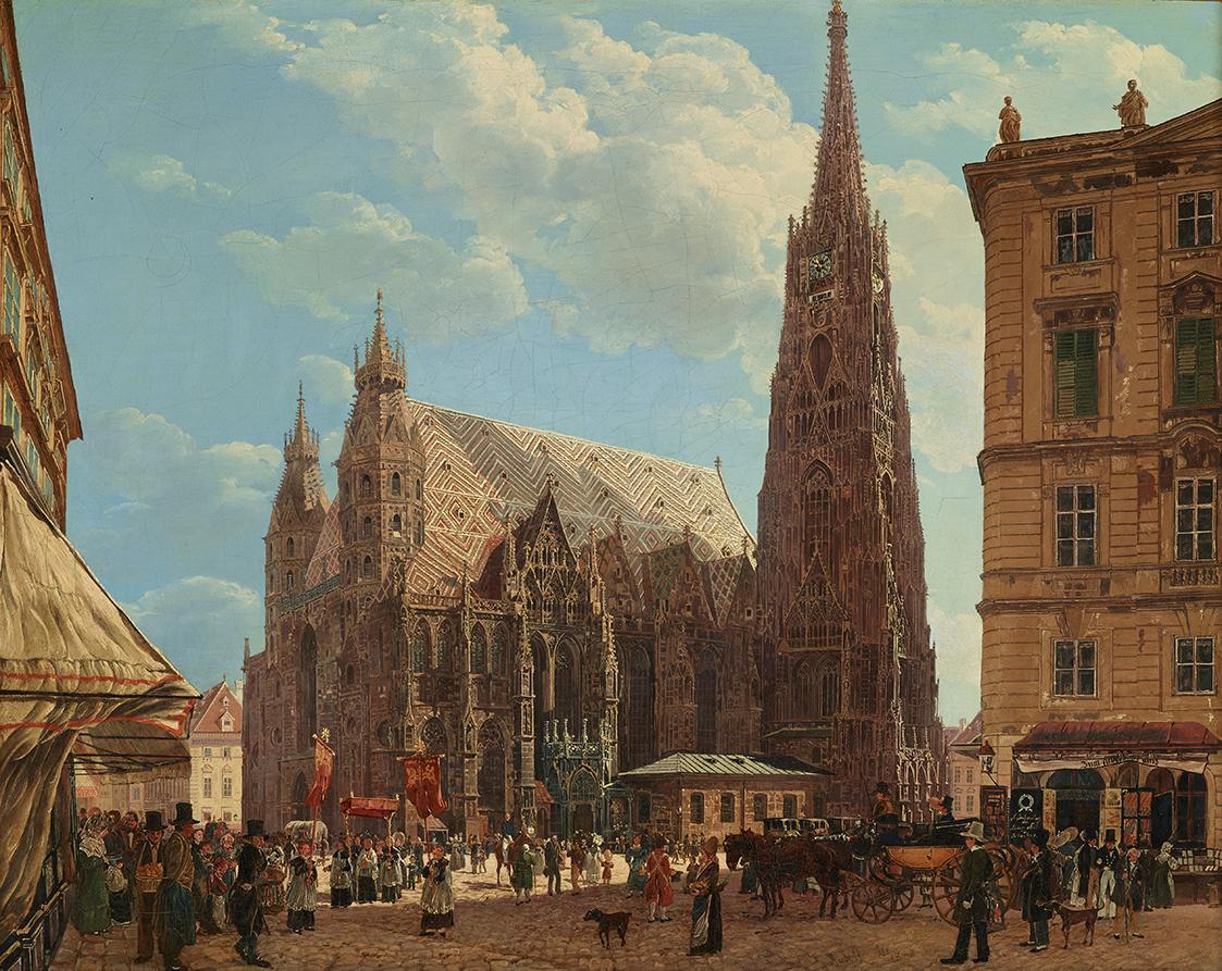 Rudolf von Alt, Der Stephansdom in Wien, 1832, Öl auf Leinwand, 46 x 57,5 cm, Belvedere, Wien, …