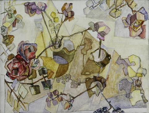 Josef Gabler, Rosen auf Stufen, 1980, Öl auf Leinwand, 40 x 53,5 cm, Belvedere, Wien, Inv.-Nr. …