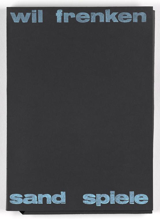 Wil Frenken, sand spiele, 1973, Sand in Folie, 4 Plakate in Kartonschuber, Faltumschlag aus Nat…