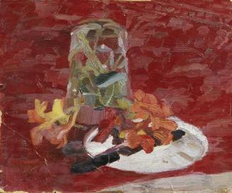 Walther Gamerith, Stillleben mit Wasserglas und Blumen, undatiert, Öl auf Karton, 24 x 28,5 cm,…