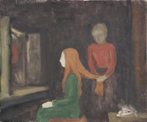 Walther Gamerith, Frau vor Spiegel, vor 1949, Öl auf Leinwand, ungerahmt: 32 × 38 cm, Belvedere…