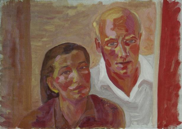 Walther Gamerith, Selbstbildnis mit Frau Grete, vor 1949, Öl auf Karton, 52 x 73 cm, Belvedere,…