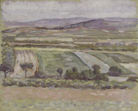 Walther Gamerith, Hügellandschaft, vor 1949, Öl auf Leinwand auf Karton, 39 x 48 cm, Belvedere,…
