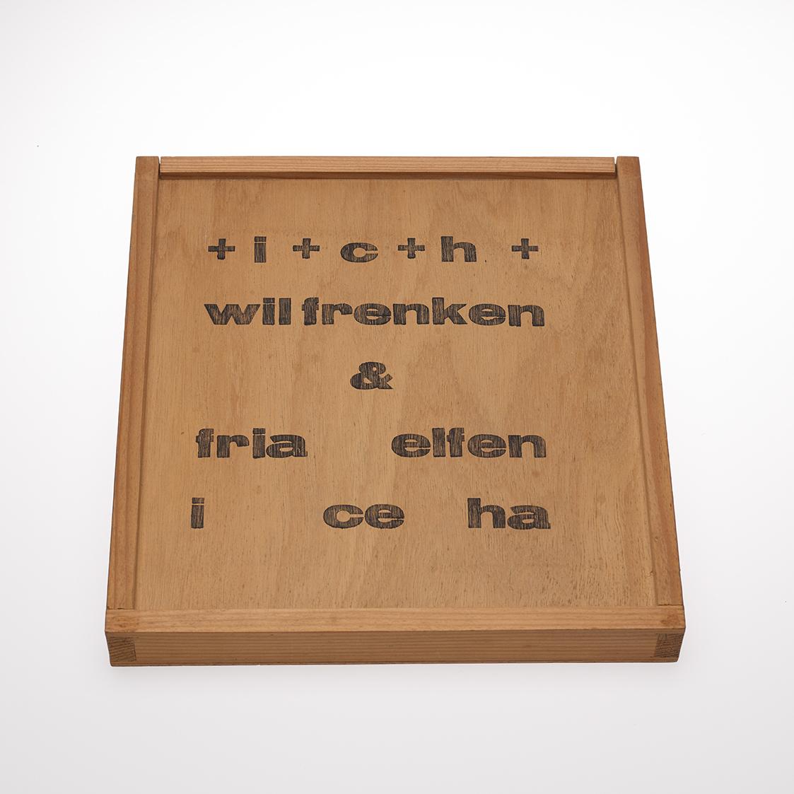 Fria Elfen-Frenken, Wil Frenken, i ce ha / i + c + h, 1969, Holzkiste, Druck auf Papier, Metall…