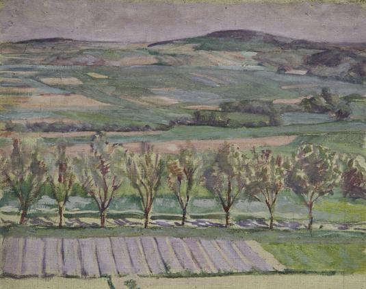 Walther Gamerith, Baumlandschaft, vor 1949, Öl auf Leinwand auf Karton, 38 x 48,5 cm, Belvedere…