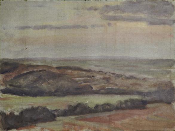 Walther Gamerith, Landschaft, vor 1949, Öl auf Leinwand auf Karton, 38 x 51 cm, Belvedere, Wien ...