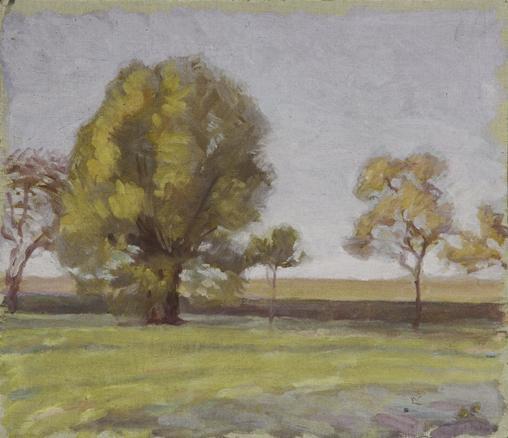 Walther Gamerith, Landschaft, vor 1949, Öl auf Leinwand auf Karton, 38 × 48 cm, Belvedere, Wien ...