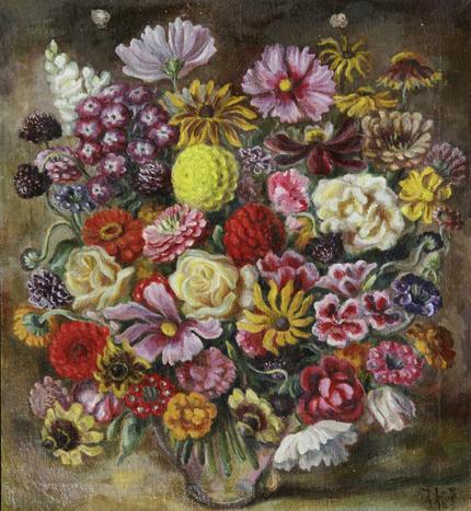 Irma Lang-Scheer, Herbstblumen, 1953, Öl auf Leinwand, 71 x 65,5 cm, Belvedere, Wien, Inv.-Nr.  ...