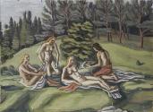 Irma Lang-Scheer, Vier Nymphen an der Quelle, Öl auf Pappe, 51 x 71 cm, Belvedere, Wien, Inv.-N…