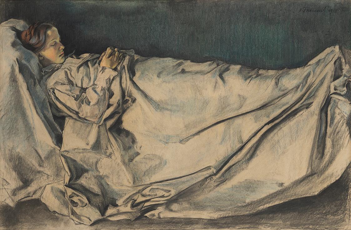 Johanna Kampmann-Freund, Das tote Kind, 1913, Farbkreide auf Papier, 80 x 120 cm, Belvedere, Wi…