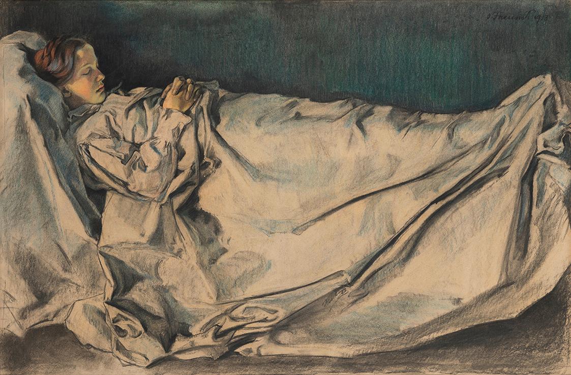 Johanna Kampmann-Freund, Das tote Kind, 1913, Farbkreide auf Papier, 80 x 120 cm, Belvedere, Wi…
