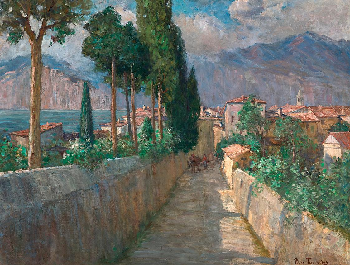 Berta von Tarnóczy-Sprinzenberg, Gässchen in Malcesine, um 1900/1905, Öl auf Leinwand, 53 x 70 …