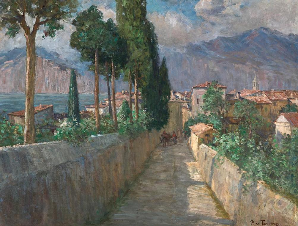 Berta von Tarnóczy-Sprinzenberg, Gässchen in Malcesine, um 1900/1905, Öl auf Leinwand, 53 x 70 …