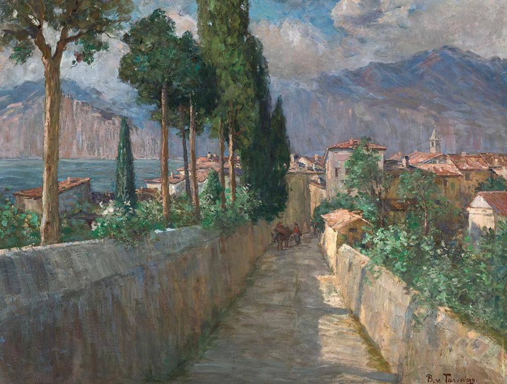 Berta von Tarnóczy-Sprinzenberg, Gässchen in Malcesine, um 1900/1905, Öl auf Leinwand, 53 x 70  ...