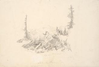 Theodor Alphons, Motiv aus Plassen oberhalb Hallstatt, 1891, Bleistift auf Papier, 28,2 × 41 cm…