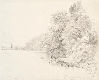Theodor Alphons, Hallstatt, Seeufer, 1892, Bleistift auf Papier, 20,2 × 28,5 cm, Belvedere, Wie…