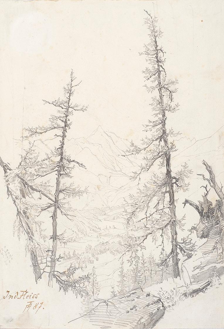 Theodor Alphons, In der Fleiss, 1887, Bleistift auf Papier, 28 × 19,4 cm, Belvedere, Wien, Inv.…