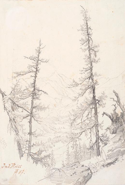 Theodor Alphons, In der Fleiss, 1887, Bleistift auf Papier, 28 × 19,4 cm, Belvedere, Wien, Inv.…