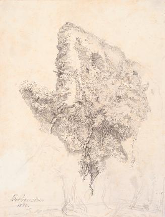 Theodor Alphons, Seebenstein, efeubewachsenes Gemäuer, 1885, Bleistift auf Papier, 23,4 × 17,8 …