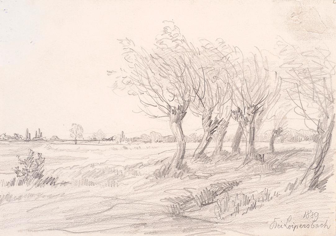 Theodor Alphons, Bei Loipersbach, 1889, Bleistift auf Papier, 12,2 × 17,7 cm, Belvedere, Wien, …