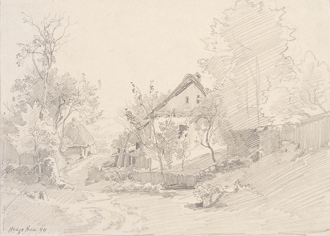 Theodor Alphons, Nadejkau, Dorfstraße, 1890, Bleistift auf Papier, 19 × 26,2 cm, Belvedere, Wie…
