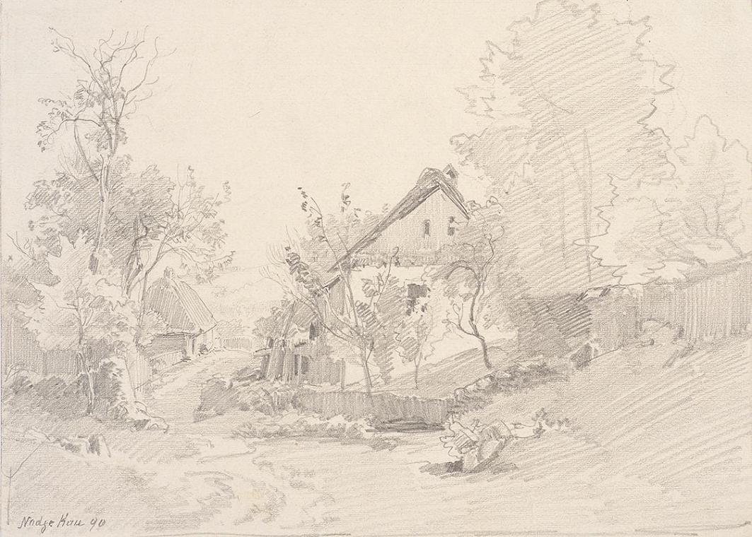 Theodor Alphons, Nadejkau, Dorfstraße, 1890, Bleistift auf Papier, 19 × 26,2 cm, Belvedere, Wie…