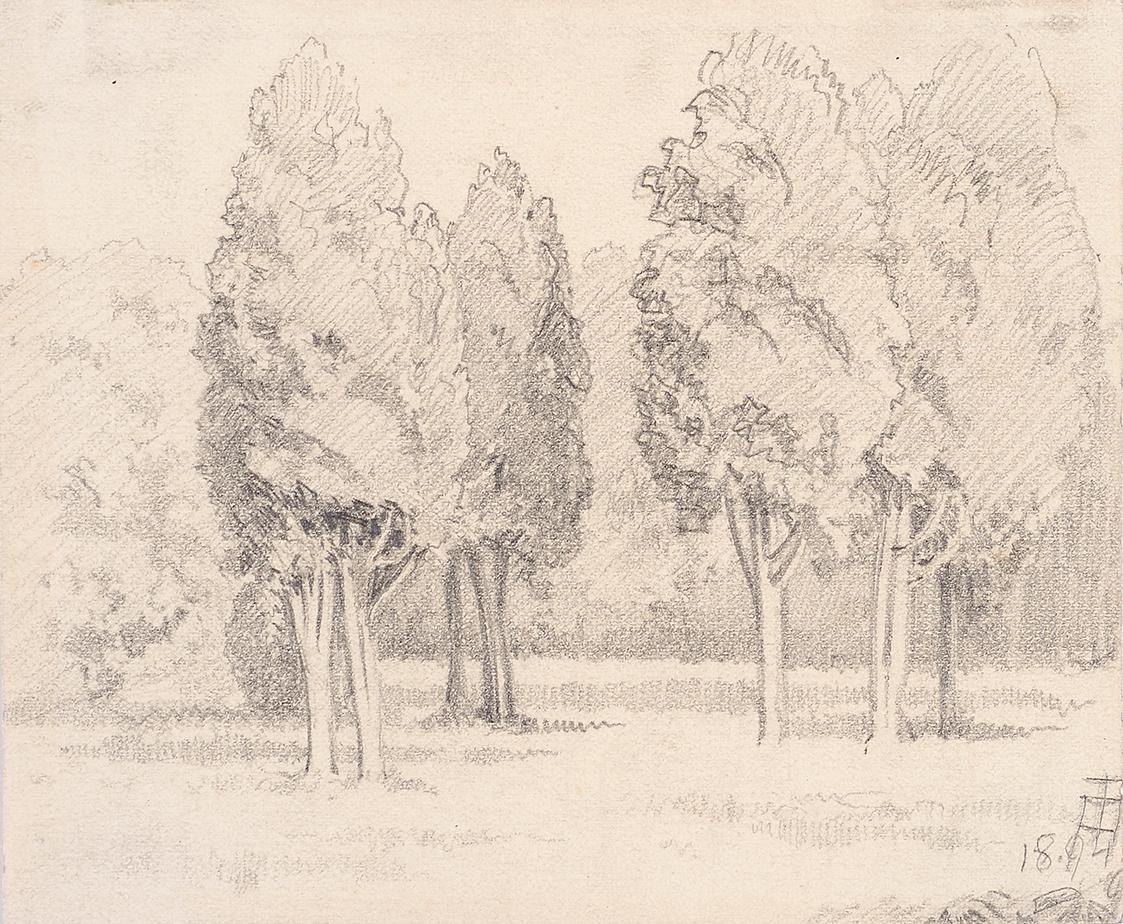 Theodor Alphons, Baumgruppe im Park, 1894, Bleistift auf Papier, 10,4 × 12,5 cm, Belvedere, Wie…