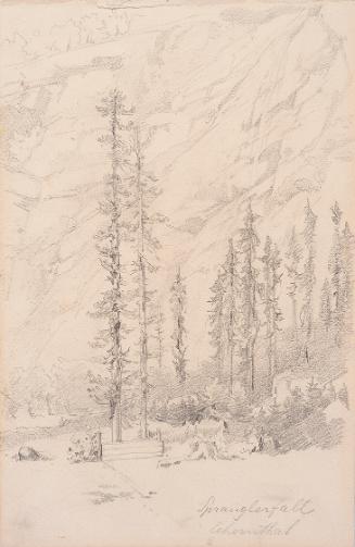 Theodor Alphons, Spranglerfall, Echerntal, um 1891/1892, Bleistift auf Papier, 23 × 15 cm, Belv…