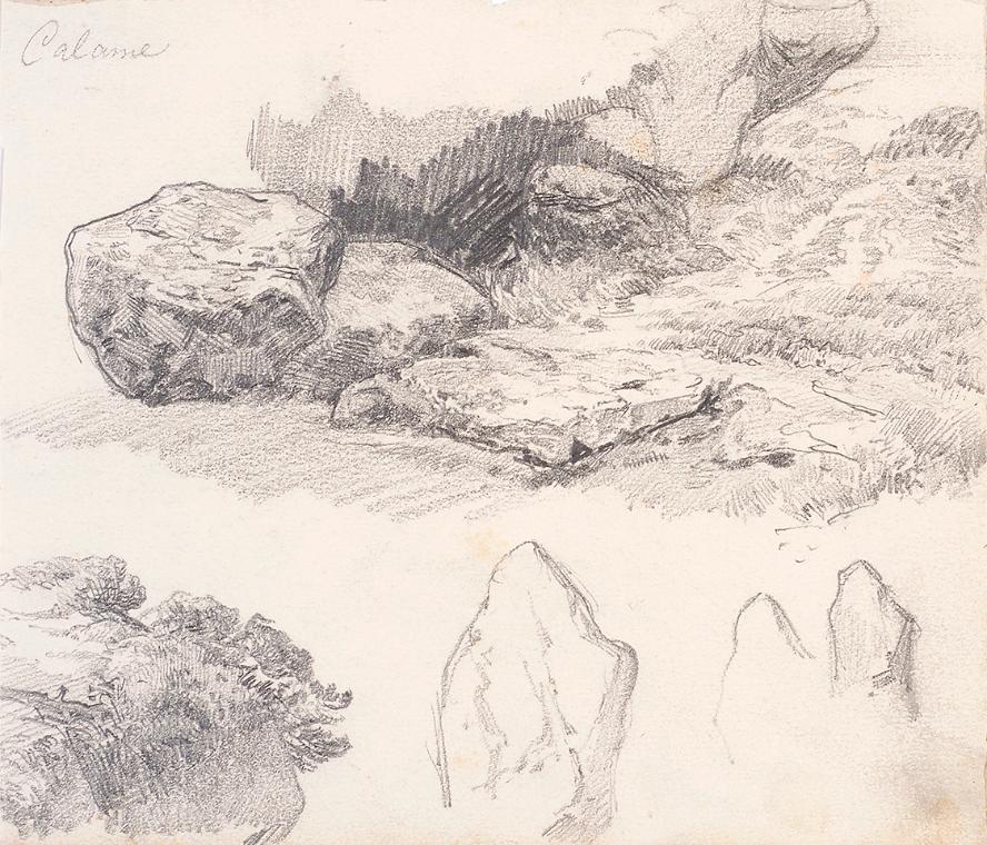 Theodor Alphons, Gesteinsstudien - recto und verso, um 1880/1890, Bleistift auf Papier, 14,5 × …
