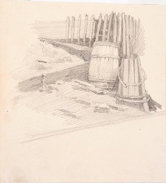 Theodor Alphons, Fässer, um 1880/1890, Bleistift auf Papier, 13,2 × 12,1 cm, Belvedere, Wien, I…