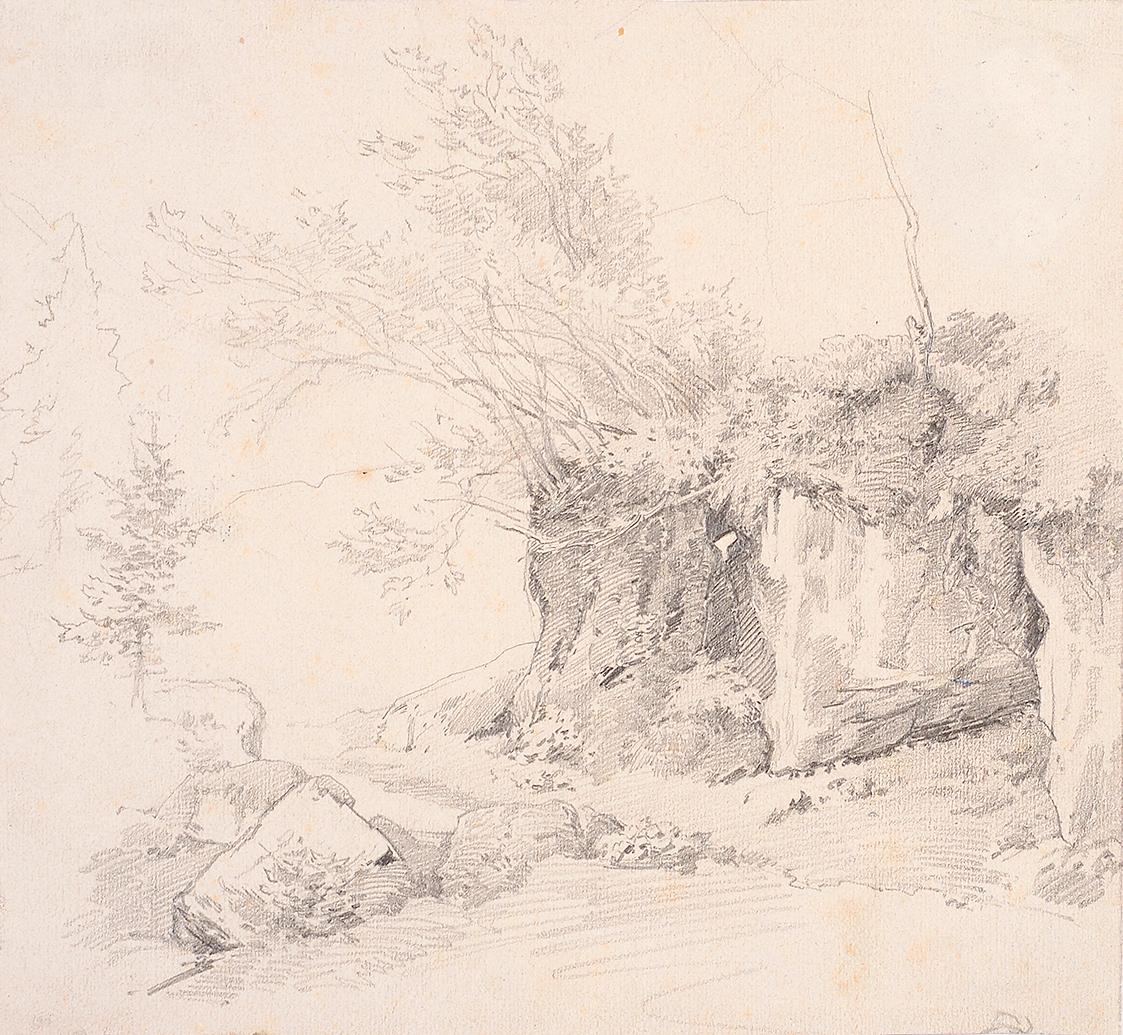 Theodor Alphons, Waldschlucht, um 1880/1890, Bleistift auf Papier, 18,5 × 20,3 cm, Belvedere, W…