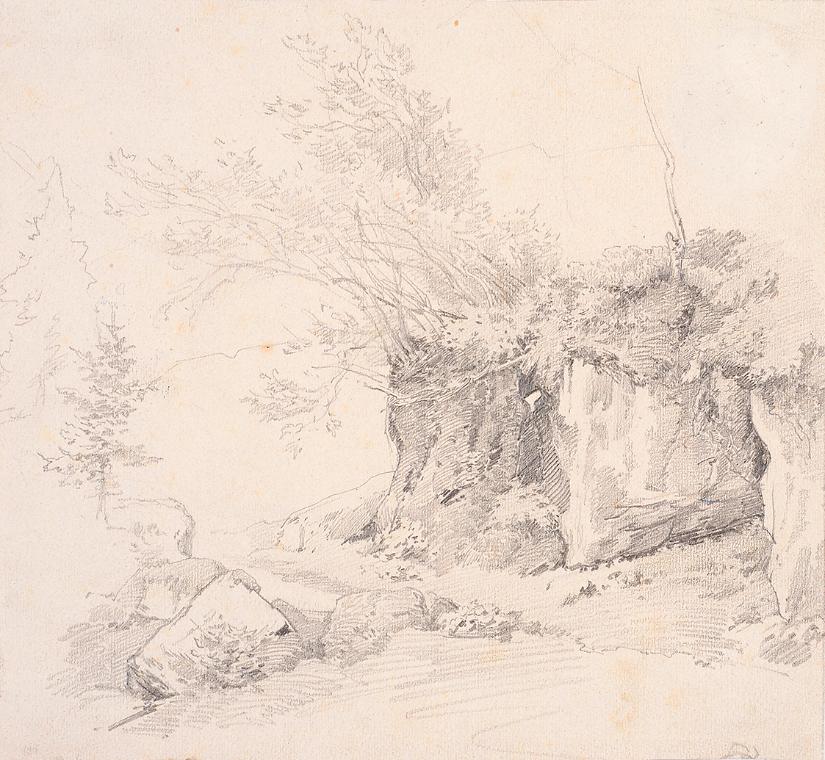 Theodor Alphons, Waldschlucht, um 1880/1890, Bleistift auf Papier, 18,5 × 20,3 cm, Belvedere, W…