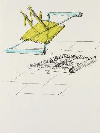 Werner Feiersinger, Ohne Titel (Werkskizze: Overturn), 2017/2018, Tusche und Filzstift auf Papi…