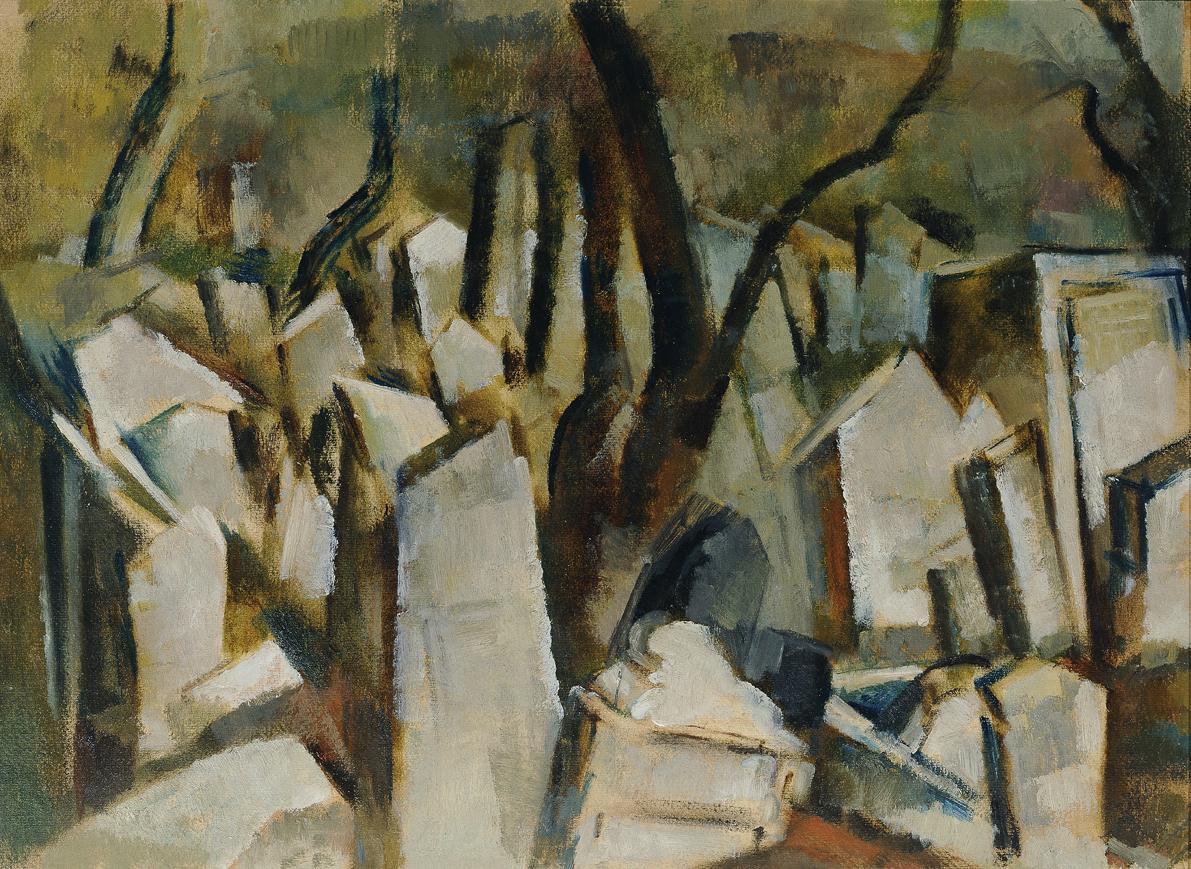 Fritz Schwarz-Waldegg, Jüdischer Friedhof Prag, 1933, Öl auf Karton, 47 x 63 cm, Belvedere, Wie…
