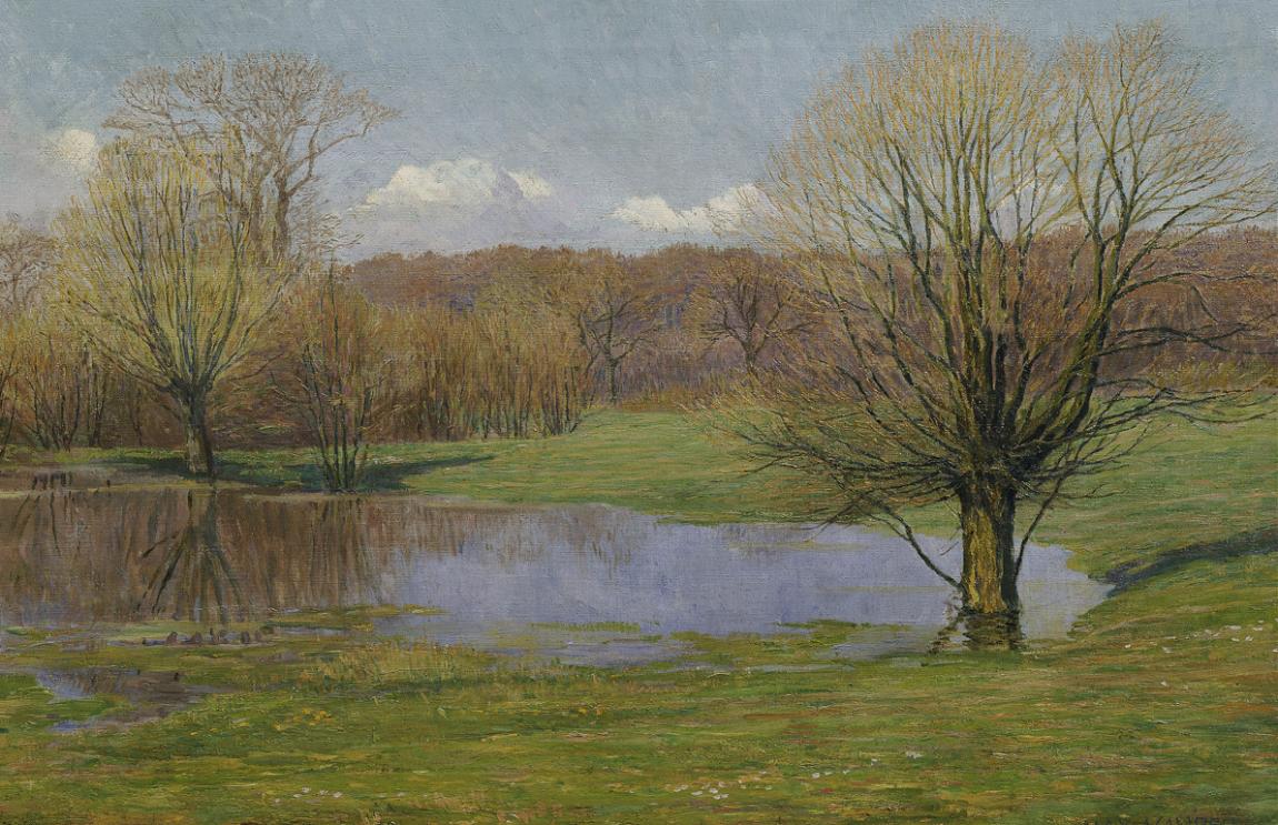 Max Kahrer, Aulandschaft im Vorfrühling, 1927, Öl auf Leinwand, 56,5 x 85 cm, Belvedere, Wien, …