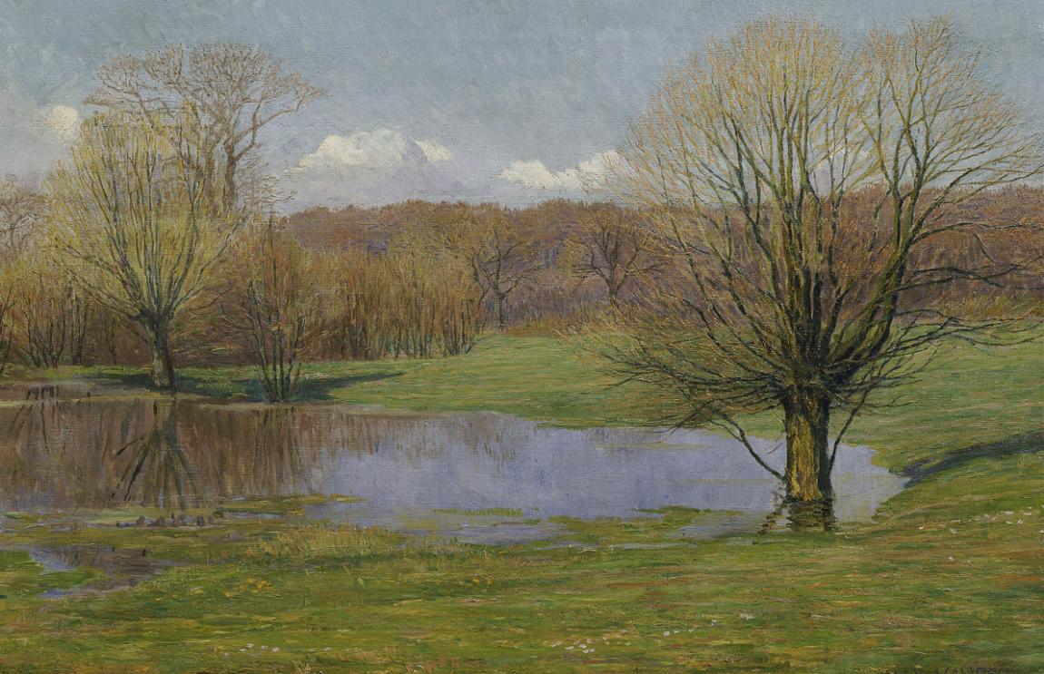 Max Kahrer, Aulandschaft im Vorfrühling, 1927, Öl auf Leinwand, 56,5 x 85 cm, Belvedere, Wien,  ...