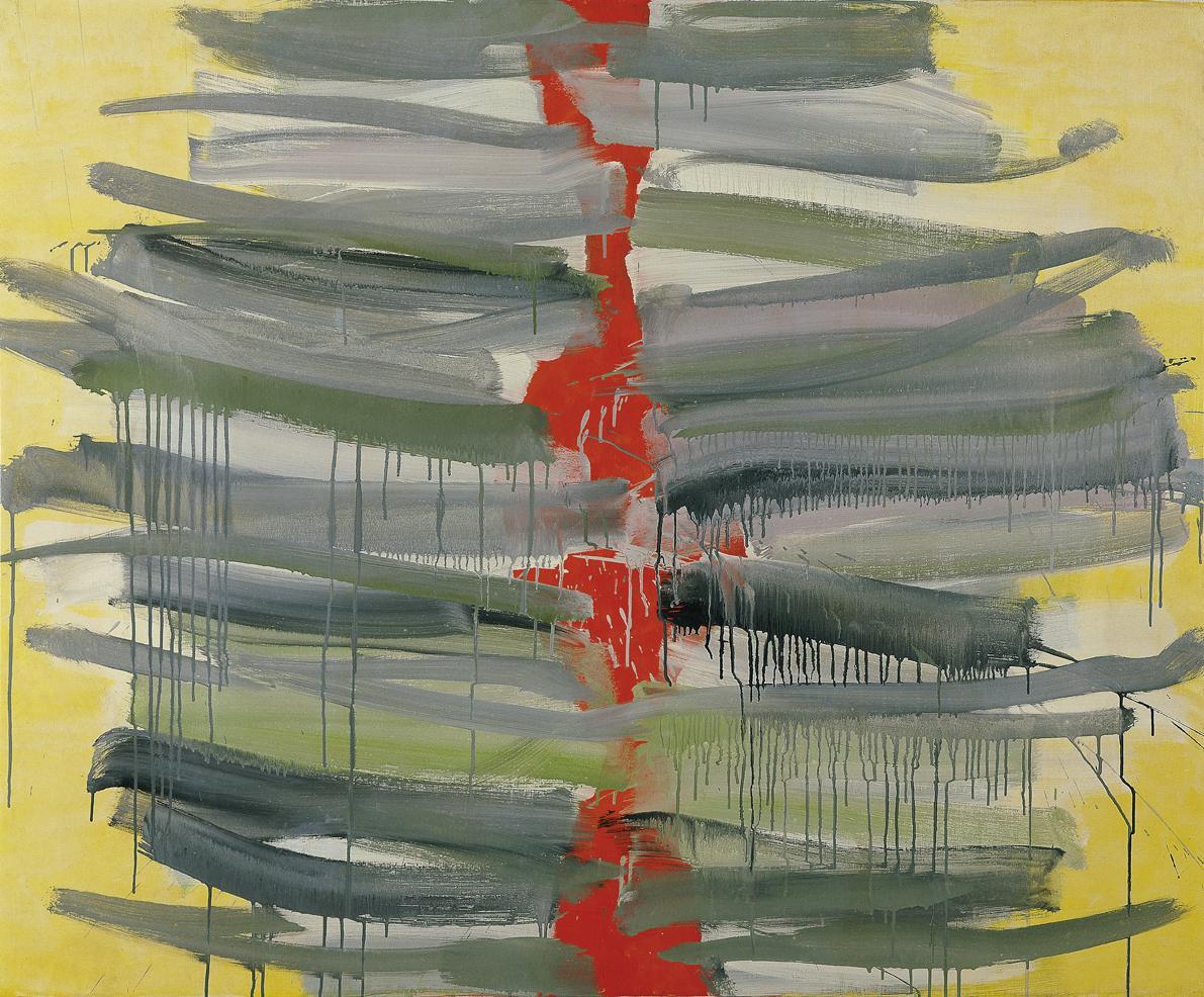 Johann Fruhmann, Abstrakte Komposition, um 1962, Mischtechnik auf Leinwand, 120 x 145 cm, Belve…