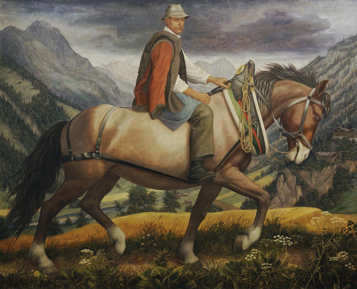 Georg Ehmig, Reitender Bauer, vor 1939, Öl auf Leinwand, 55 x 65 cm, Belvedere, Wien, Inv.-Nr.:…