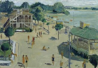 Max Frey, Strandbad Klosterneuburg, 1931, Öl auf Holz, 54,4 x 77,7 cm, Belvedere, Wien, Inv.-Nr…