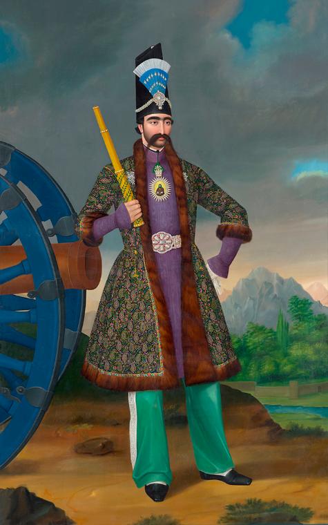 Hakob Hovnatanyan, Nāser ad-Dīn, der Schah von Persien, um 1860, Öl auf Leinwand, 236 × 149 cm,…