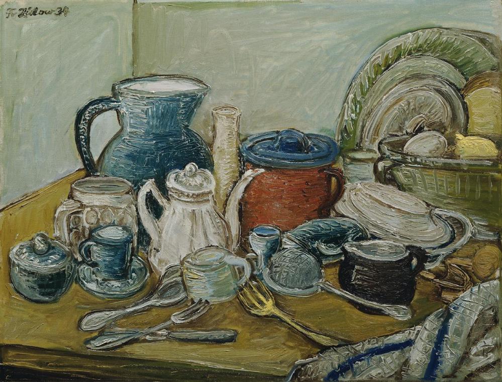 Franz von Zülow, Stillleben mit Küchengeschirr, 1934, Öl auf Leinwand, 59,2 × 76,3 cm, Belveder…