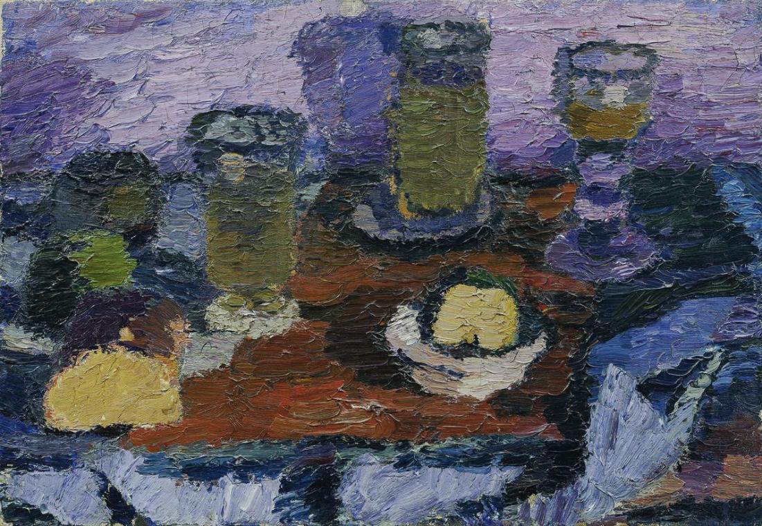 Hans Böhler, Stillleben mit Wein und Brot, um 1930, Öl auf Leinwand, 48 × 69,5 cm, Belvedere, W ...