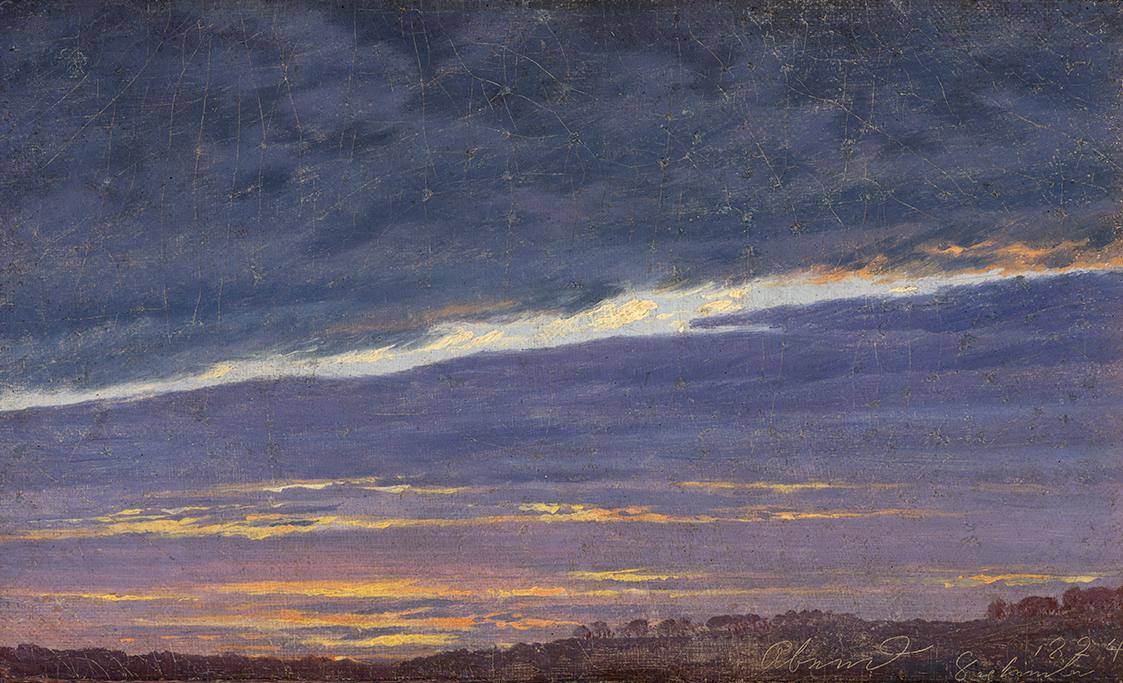 Caspar David Friedrich, Abendlicher Wolkenhimmel, 1824, Öl auf Leinwand, 12,5 x 21,2 cm, Belved…