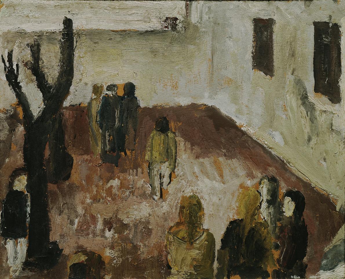 Wilhelm Thöny, Studie zum "Schulhof", 1926, Öl auf Karton, 28 x 34 cm, Belvedere, Wien, Inv.-Nr…