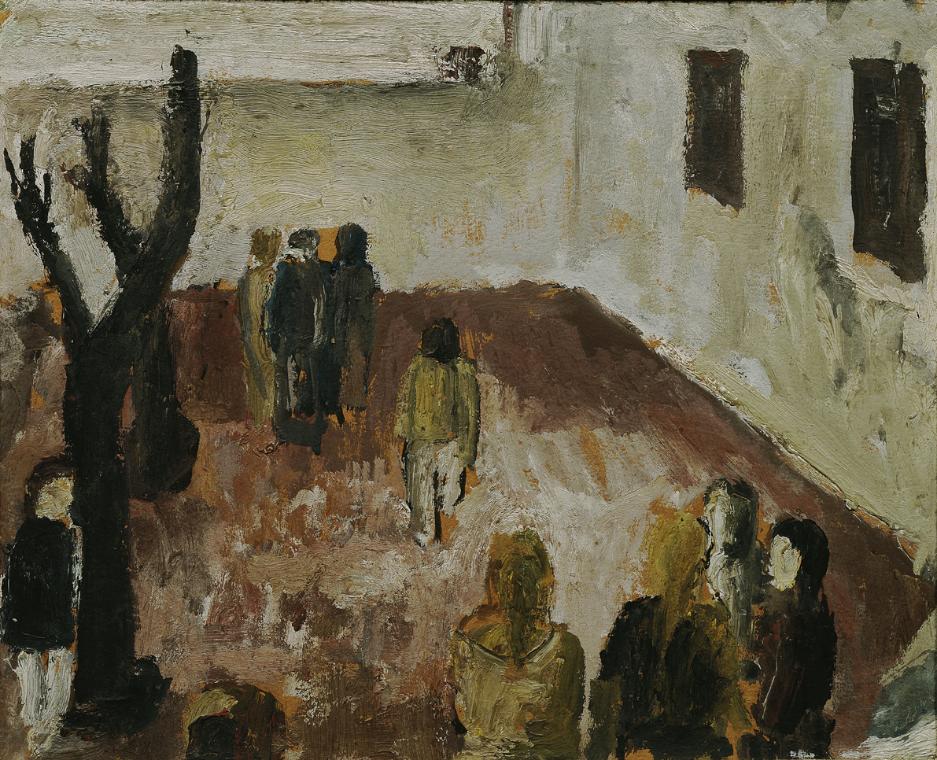 Wilhelm Thöny, Studie zum "Schulhof", 1926, Öl auf Karton, 28 x 34 cm, Belvedere, Wien, Inv.-Nr…